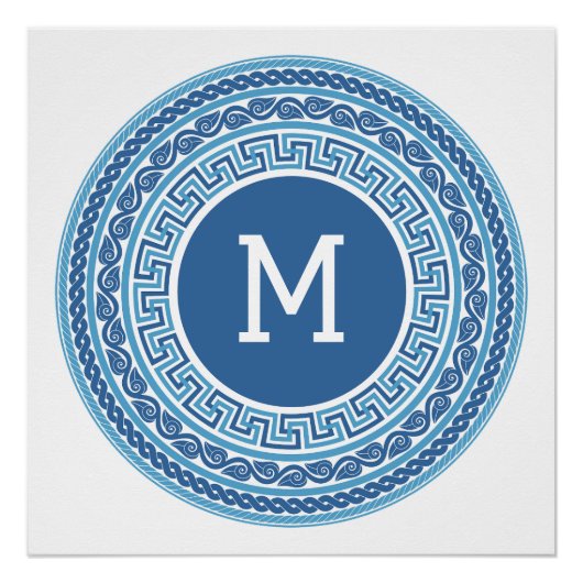 Aangepast monogram Grieks patroon Perfect Poster (Voorkant)