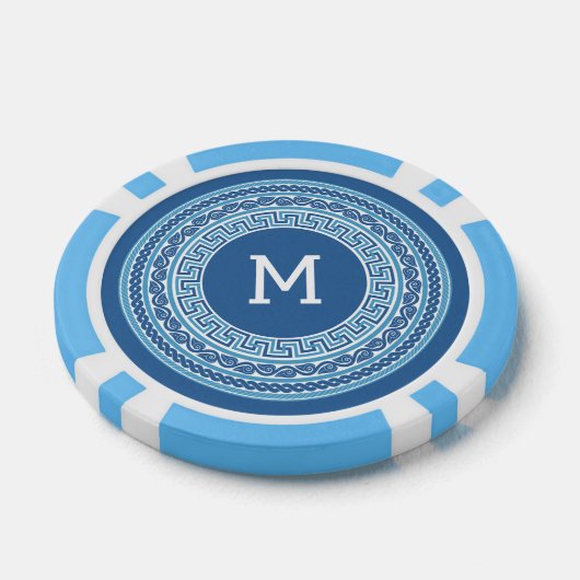 Aangepast monogram Grieks patroon Poker Chips (Enkel)