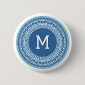 Aangepast monogram Grieks patroon Ronde Button 5,7 Cm (Voorkant)