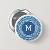 Aangepast monogram Grieks patroon Ronde Button 5,7 Cm (Voorkant /achterkant)