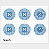Aangepast monogram Grieks patroon Ronde Sticker (Vel)