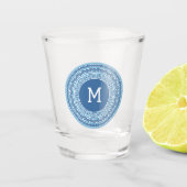 Aangepast monogram Grieks patroon Shot Glas (Voorkant)