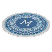 Aangepast monogram Grieks patroon Snijplank (Hoek)