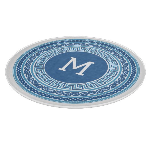 Aangepast monogram Grieks patroon Snijplank (Hoek)