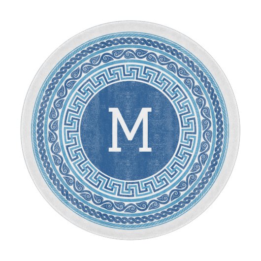 Aangepast monogram Grieks patroon Snijplank (Voorkant)