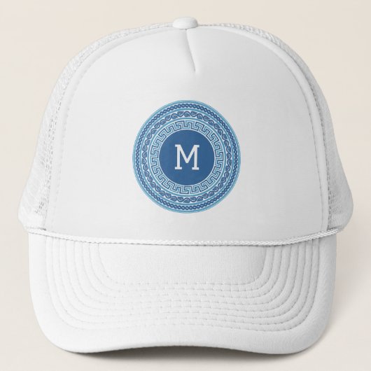 Aangepast monogram Grieks patroon Trucker Pet (Voorkant)