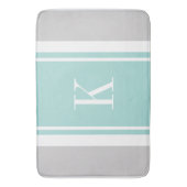Aangepast monogram grijs Mint Green Stripes Patroo Badmat (Voorkant Verticaal)