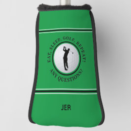 Aangepast Monogram Groen Eten Slapen Golf Herhalen Golfheadcover