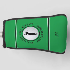 Aangepast Monogram Groen Eten Slapen Golf Herhalen Golfheadcover