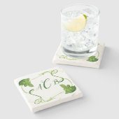 Aangepast monogram groen lef Art Stenen Onderzetter (Zijkant)