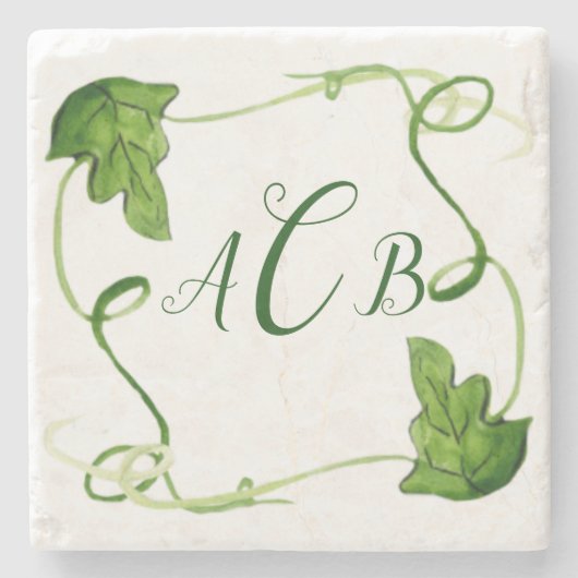 Aangepast monogram groen lef Art Stenen Onderzetter (Voorkant)