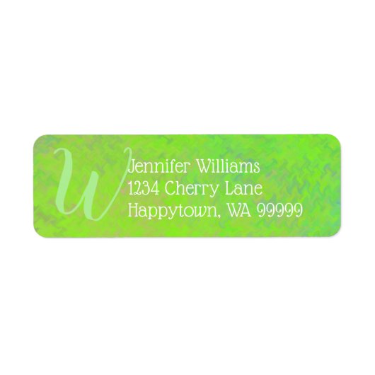 Aangepast Monogram Groen Marmer Kunst Retouradres Etiket (Voorkant)