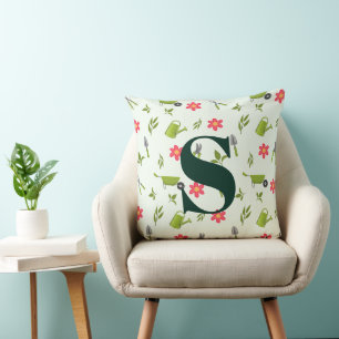 Aangepast Monogram Groen Tuinieren Kussen