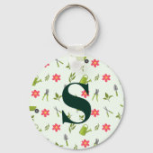 Aangepast Monogram Groen Tuinieren Sleutelhanger (Voorkant)