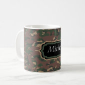 Aangepast monogram groene tan Brown Camo Koffiemok (Voorkant links)