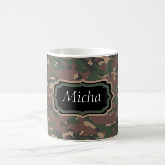 Aangepast monogram groene tan Brown Camo Koffiemok (Center)
