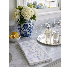 Aangepast Monogram Handgetekende Kust Toile Servet