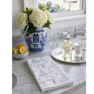Aangepast Monogram Handgetekende Kust Toile Servet