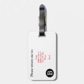 Aangepast monogram hart bagagelabel (Achterkant verticaal)