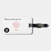 Aangepast monogram hart bagagelabel (Achterkant horizontaal)