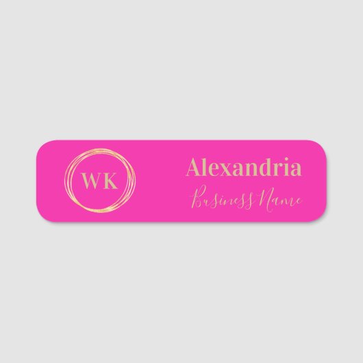 Aangepast Monogram Heet Roze Goud Werknemer Naamplaatje (Voorkant)