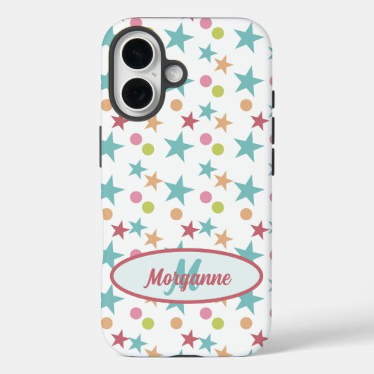 Aangepast Monogram Helder Pastel Vrolijk Patroon Case-Mate iPhone Case (Achterkant)