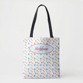 Aangepast Monogram Helder Pastel Vrolijk Patroon Tote Bag