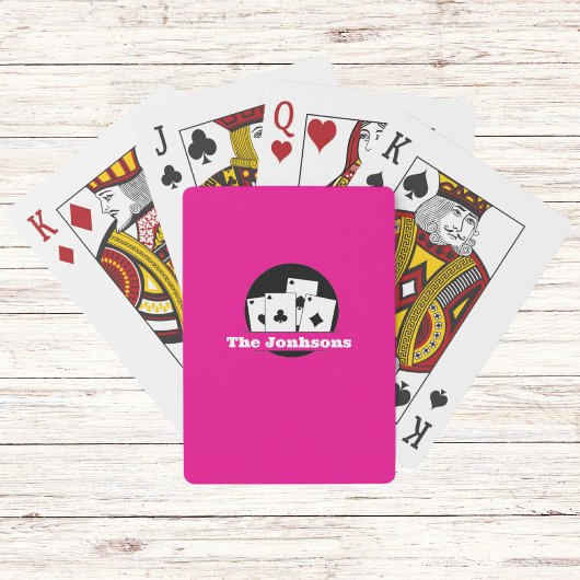 Aangepast Monogram Helder Roze Speelkaarten Doos