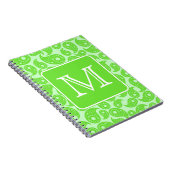 Aangepast monogram. Heldergroene Paisley Pattern. Notitieboek (Rechterzijde)