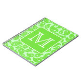 Aangepast monogram. Heldergroene Paisley Pattern. Notitieboek (Linkerzijde)