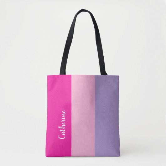 Aangepast monogram, hot pink tri-tone tote bag (Voorkant)
