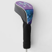 Aangepast monogram I Paarse Blauwgroen Agate Silve Golfheadcover (Schuin)