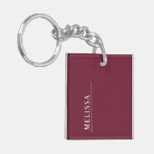 Aangepast monogram in bordeaux, acryl sleutelhanger (Voorkant Links)
