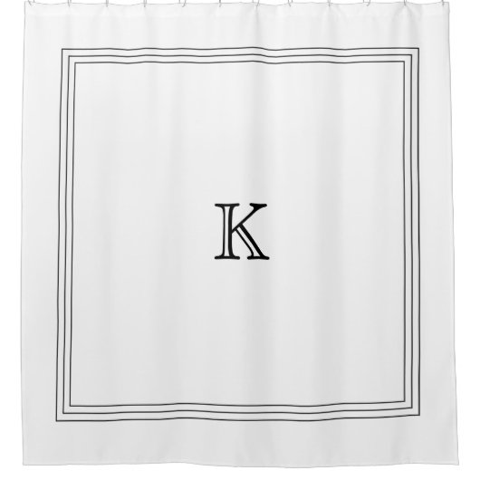 Aangepast monogram in Classic Black en White Douchegordijn (Voorkant)