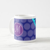 Aangepast monogram Initiaal Blauwgroen Paarse pool Koffiemok (Voorkant links)