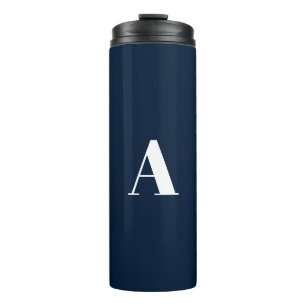 Aangepast monogram initiaal donkerblauw thermosbeker