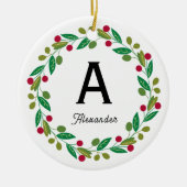 Aangepast Monogram initiaal - Kerst Keramisch Ornament (Voorkant)