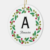 Aangepast Monogram initiaal - Kerst Keramisch Ornament (Links)