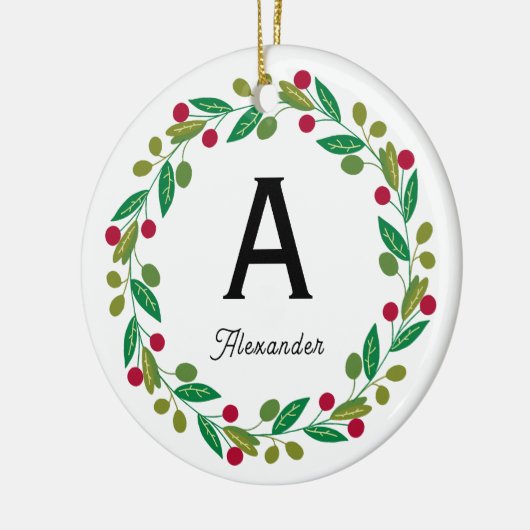 Aangepast Monogram initiaal - Kerst Keramisch Ornament (Links)