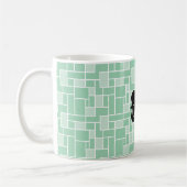 Aangepast monogram Initiaal Mint Green Tile Patter Koffiemok (Links)
