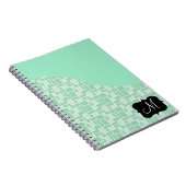 Aangepast monogram Initiaal Mint Green Tile Patter Notitieboek (Rechterzijde)