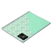 Aangepast monogram Initiaal Mint Green Tile Patter Notitieboek (Linkerzijde)