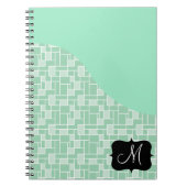 Aangepast monogram Initiaal Mint Green Tile Patter Notitieboek (Voorkant)
