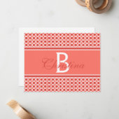 Aangepast monogram Initiaal Naam Geometrische patr Notitiekaartje (Voorkant / Achterkant in situ)