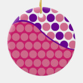 Aangepast monogram Initiaal Roze Paarse pooldots Keramisch Ornament (Achterkant)