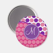 Aangepast monogram Initiaal Roze Paarse pooldots Magneet (Voorkant / Achterkant)