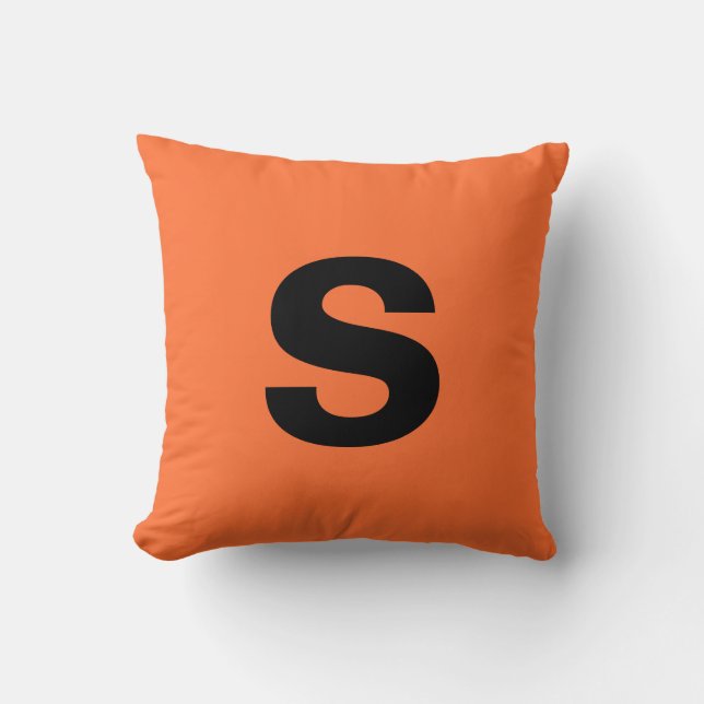 Aangepast monogram Initiaal verbrand Sinaasappel Kussen (Voorkant)