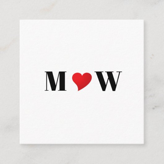 Aangepast monogram initiaal voor Cute red hart Informatiekaartje (Voorkant)