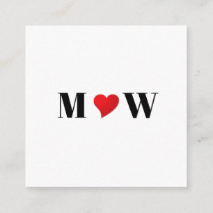 Aangepast monogram initiaal voor Cute red hart Informatiekaartje