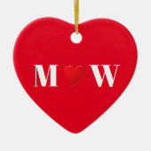Aangepast monogram initiaal voor Cute red hart Keramisch Ornament (Voorkant)